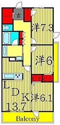 ロイヤルパークス西新井 3LDKの間取図画像