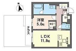 クレスティーク 1LDKの間取図画像