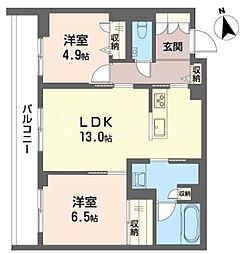 クレスティーク 2LDKの間取図画像