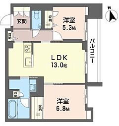 クレスティーク 2LDKの間取図画像