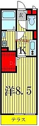 ベルウィル 1Kの間取図画像