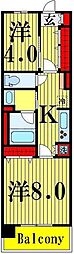 ロイヤルパークス西新井 2Kの間取図画像