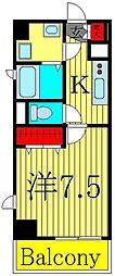 リヴェールタワー綾瀬 1Kの間取図画像