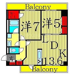 ParkAYASE2 2LDKの間取図画像