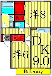 ラミアカーサMA 2DKの間取図画像