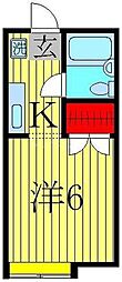 キャピタル北綾瀬B ワンルームの間取図画像