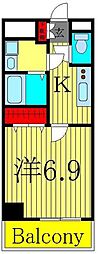 リヴェールタワー綾瀬 1Kの間取図画像