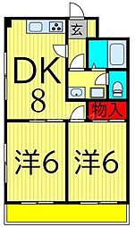 江藤マンション 2DKの間取図画像