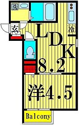 アウリー綾瀬 1LDKの間取図画像