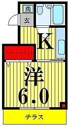 東栄マンション 1Kの間取図画像