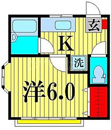 ホワイトドリーム 1Kの間取図画像