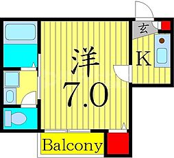 クリスタルハイツ青井 1Kの間取図画像