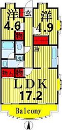 ルミエール西綾瀬 2LDKの間取図画像