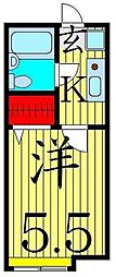 ミント大谷田A 1Kの間取図画像