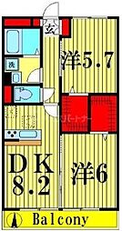 Dearcourt 2DKの間取図画像