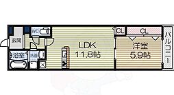 アーバンフォレスト高石 2階1LDKの間取り