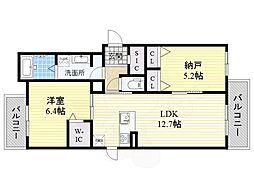 JR阪和線 鳳駅 徒歩4分の賃貸マンション 2階1SLDKの間取り