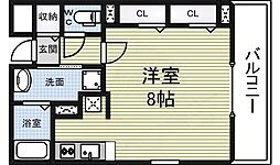 南海線 諏訪ノ森駅 徒歩11分の賃貸アパート 2階ワンルームの間取り