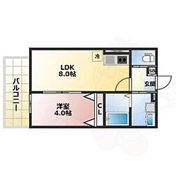 南海線 北助松駅 徒歩5分の賃貸アパート 3階1LDKの間取り