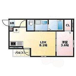 南海線 北助松駅 徒歩5分の賃貸アパート 3階1LDKの間取り