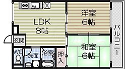 サウスパーク浜寺 2LDKの間取図画像