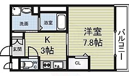 エアフォース大鳥 1Kの間取図画像
