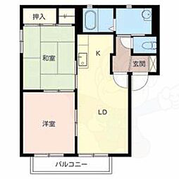 リビエール綾園壱番館 2LDKの間取図画像