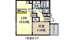 ALEGRIA鳳North 1LDKの間取図画像
