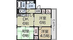 サファージュ高石A 3DKの間取図画像