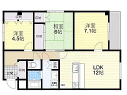 メゾンエッチ・エムツーエイト 3LDKの間取図画像