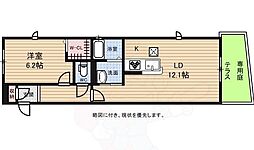 シャーメゾン鳳中町 1LDKの間取図画像