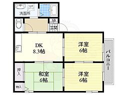 エスポアール北豊中 3DKの間取図画像