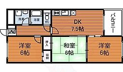 ジョイフルハイツ2 3DKの間取図画像
