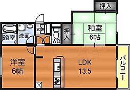 コートロッジ・パート1 2LDKの間取図画像