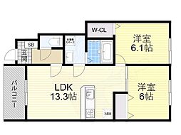 ガーデンホーム 2LDKの間取図画像