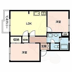 ハイマート上野芝 2LDKの間取図画像