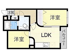 センティーレ和泉 2LDKの間取図画像