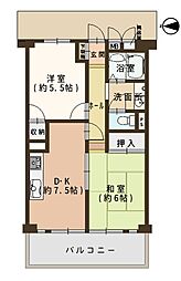 志紀マンション 2DKの間取図画像