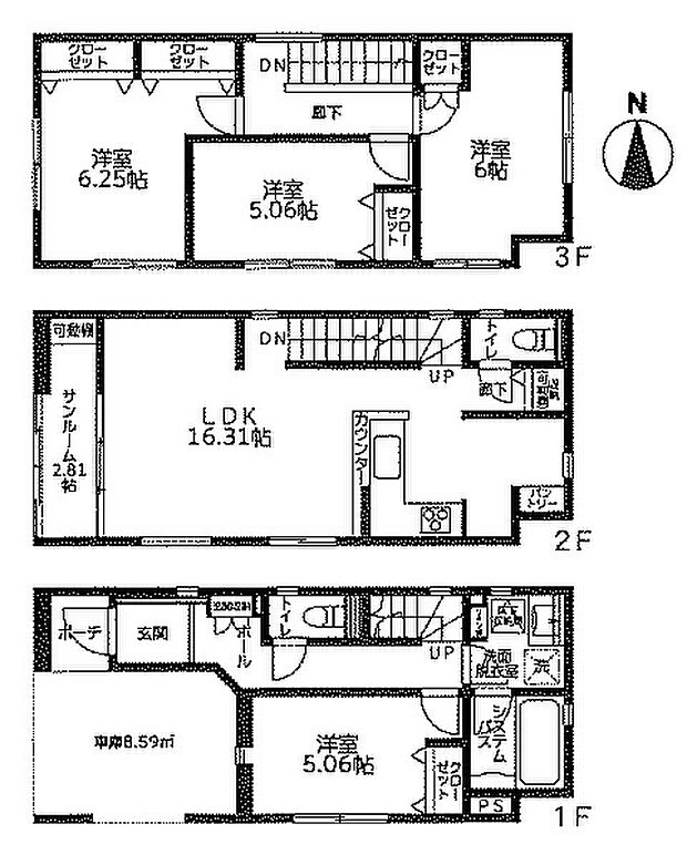 4期-2号棟、4LDK、LDK16.3帖、全室南向き、ビルトイン車庫