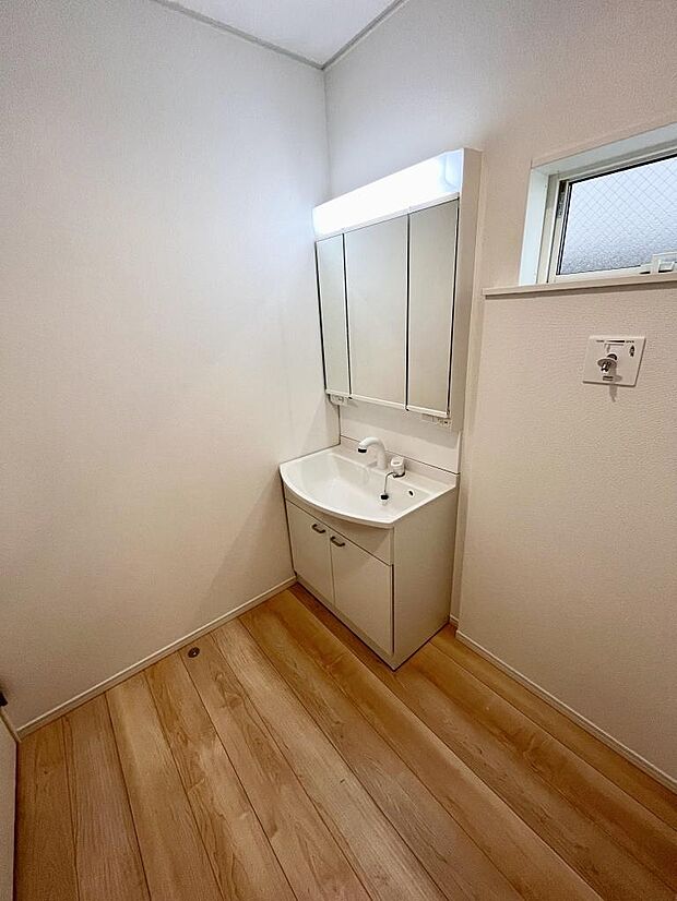 1坪タイプの洗面所、ハンドシャワー付き洗面化粧台