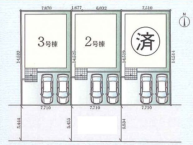区画図、カースペース2台可能