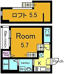 ハーモニーテラス大宅関生町 ワンルームの間取図画像