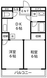 グロウマンション 2DKの間取図画像