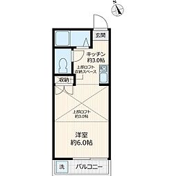 クレセントハイツ本町パート2 ワンルームの間取図画像