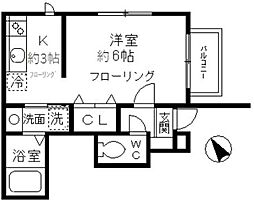 パームツリー武蔵野 1Kの間取図画像