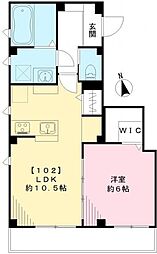 JR中央線 三鷹駅 徒歩18分の賃貸マンション 1階1LDKの間取り