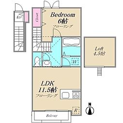 フィーカＧ棟 2階1LDKの間取り