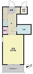 パースサイド 1Kの間取図画像