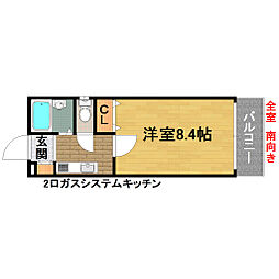 ラルーチェ文の里 1Kの間取図画像