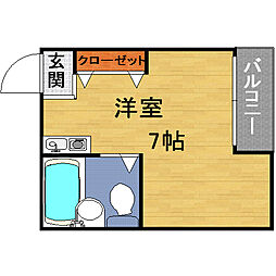 シャトー美章園 ワンルームの間取図画像